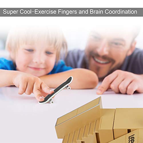 Ideallife Skate Park Kit, Bigger Skate Park Kit Ramp Parts For Finger Skateboard Fingerboard Ramp Skate Park Kit Part Training Props With 3 Finger Decks 2 Finger Bike A Pair Skates Scooters #TOP4