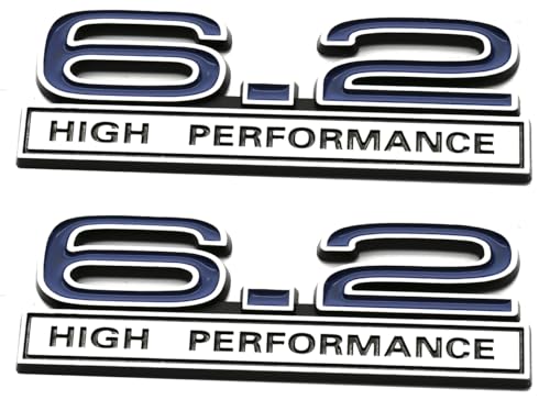 Image of 2pcs 6.2 Liter High Performance Engine Emblems Badge 3D Decals Stickers Cars Trucks (Chrome Blue)