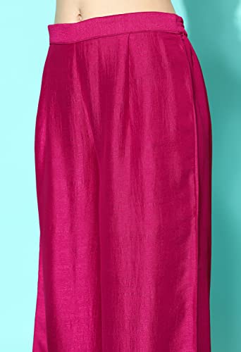 Image of LYMI LABEL Kurta Palazzo Set For Women - Poly Georgette Foil Printed Regular Fit A-Line Kurta Palazzo Set For Women