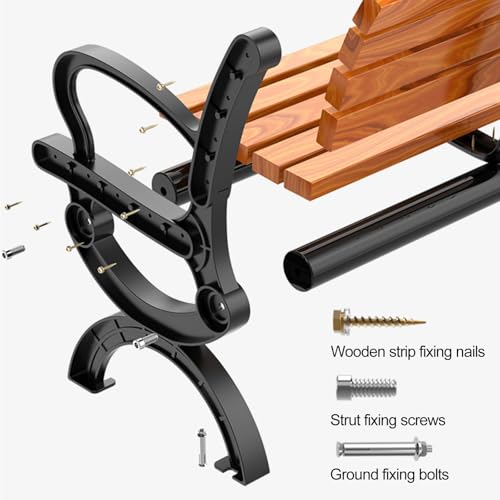 Banco de parque de madera maciza para jardin de 4 plazas con respaldo 8