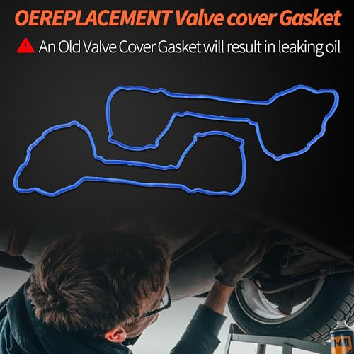 Image of HiSport Engine Valve Cover Gasket Set - Compatible with Ford Edge Explorer F-150 Flex Mustang Police Interceptor Sedan Taurus Transit-150 Transit-250 Transit-350 Transit-350 HD - Replace VS50814R