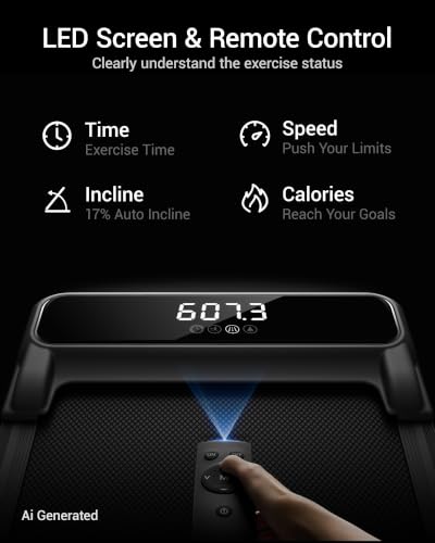 Image of 17% Auto Incline Walking Pad Treadmill with 12-Level, 43″ High Armrests
