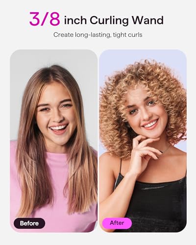 Wavytalk 3/8 Inch Small Curling Iron Wand for Short & Long Hair, Ceramic Barrel with Adjustable Temperature, Heat Resistant Glove Included (Rose Pink) - Image 7