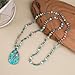 Long Necklaces for Women Boho, Oval Waterdrop Turquoise Pendant, Natural Stone Beaded, Handmade,Vintage & Elegance, Boho Fashion Charm Beaded Necklace for Women