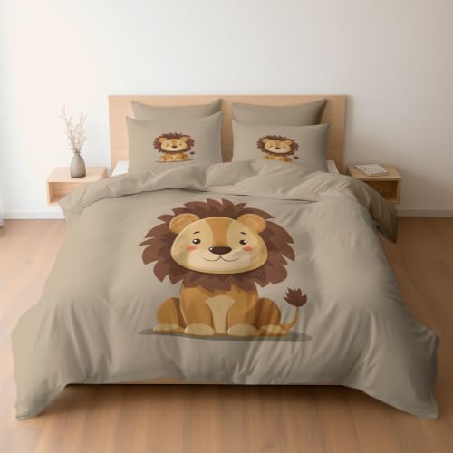 Housse de couette 200x200 lion beige pour créer un cocon de douceur dans la chambre d'enfant - 2