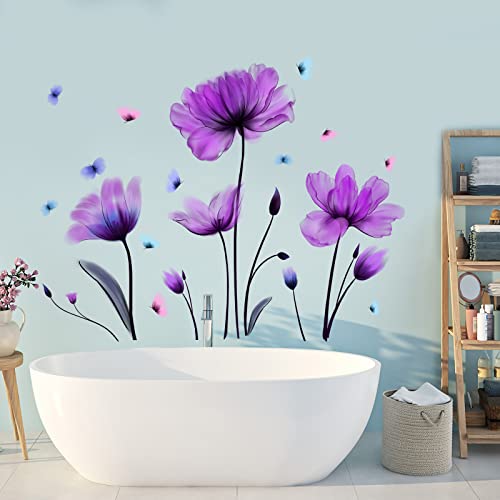 Vinilo Decorativo Flores Moradas Adhesivo Removible miniatura 4