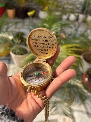 Brújula de bolsillo personalizada de latón con caja - Brújulas marinas grabadas - Brújula antigua personalizada - Regalo para esposo y esposa miniatura 2