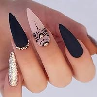 BRDXOOL Matt-grüne Kunstnägel Mit Blumen-Design – Mittellang Bis Lang, DIY-Nageldekoration