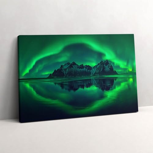 Tableau photo sur toile aurores boréales 60x40cm image imprimée reflet miroir