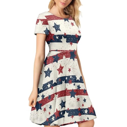 Image of Biyejit Women's Summer Casual Short Sleeve T-Shirt Swing Dress Crew Neck Plus Size S-4XL