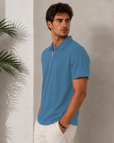 Image of TAGDO Men's Chain Jacquard Polo T Shirt | Half Sleeve | Comfortable Fit Wear | Stylish Casual Look | Breathable Feel |Modern Style | Easy Movement | Everyday Wear (Polo)