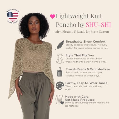 Image of SHU-SHI Summer Ponchos For Women Lightweight Sheer Popcorn Knit Sweater Cape Pullover