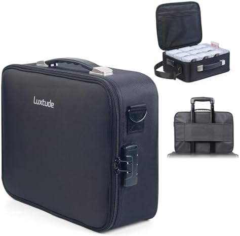 Luxtude Graded Card Storage Box with Adjustable Dividers, Trading Card Storage Box w/Combination Lock, Baseball Sports Cards Slab Case for PSA/BGS/SGC/Toploaders, MTG Commander Deck for TCG