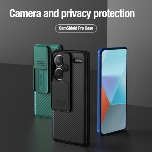 WVOZWWO Nillkin Xiaomi Redmi Note 13 Pro Plus 5G Case,Nillkin Slim Case Protective Cover with Camera Protector Hard Pc TPU Thin Anti-Scratch Phone Case(Note13 Pro Plus Black)