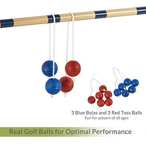 ApudArmis Ladder Toss Game Set, Pine Wooden Golf Ladder Lawn Game with 6 Bolos Balls and Carrying Case - Outdoor Yard Beach Game for Kids Adults Family
