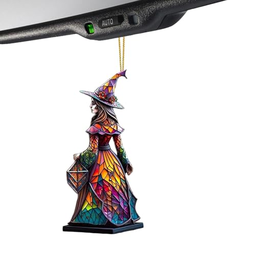 Sionhiuo Colgante Para Retrovisor De Coche - Decoración De Bruja Para Automóvil - Decoración de Halloween para Árbol Ventana Puerta Pared Camión Hombre Mujer