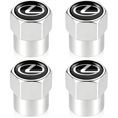 Tire Valve Stem Caps Compatible for Lexus Series Stem Cap Universal Car Air Cover Car Accessories for Cars SUV Truck Motorcycles Silver 4pcs