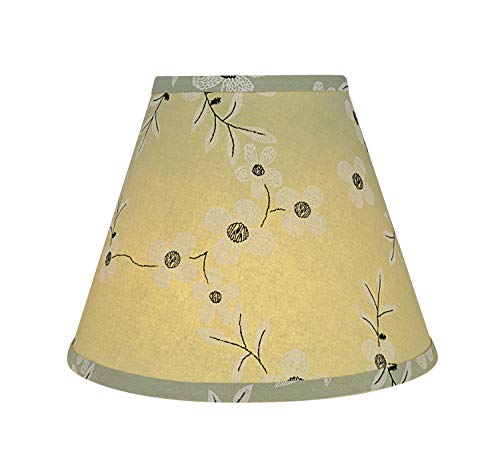 Image of Aspen Creative 59103A Empire Uno Lamp Shade in Tea Green with White Flowers Print Fabric, 5 inch Top x 10 inch Bottom x 8 inch Slant Height, Slip UNO 33mm