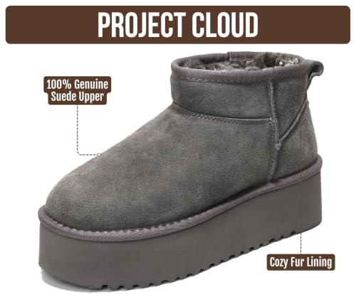 Image of Project Cloud 100% Genuine Leather Platform Ankle Boots for Women (Huggy) | Memory Foam Insole Lightweight Winter Booties - Womens Casual Footwear Fall Shoes - Fashionable Womens Boots with EVA Outsole
