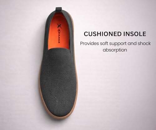 Image of Kraasa Men's Casual Slip-On Loafers | Soft Knitted Upper Breathable Flex Upper | Lightweight Comfort Shoes | TPR Sole
