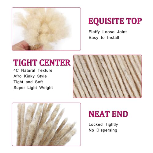 Huarisi 12 Inch Blonde Dreadlock Extensions Human Hair 0.2cm 30 Strands Thin Loc Extensions Real Hair for Men Women Handmade Permanent Dreadlocks #613 Can Be Curled - Image 3