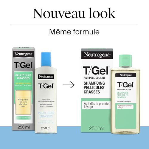 Cuir chevelu gras solution avec Neutrogena T/Gel shampooing antipelliculaire flacon 250 ml