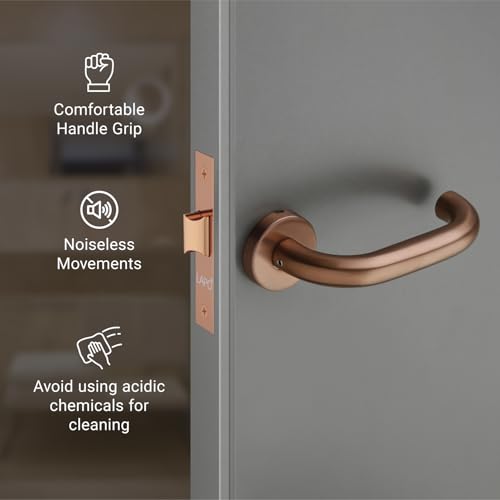 Image of LAPO Lock Set for Bathroom & Balcony Door | 45x45mm Lock Body | Brass Latch | Compatible with 30-50mm Door | Keyless Operation | Rose Gold Finish | Left-Right Opening Fit | 3 Years Warranty | CMH-6T