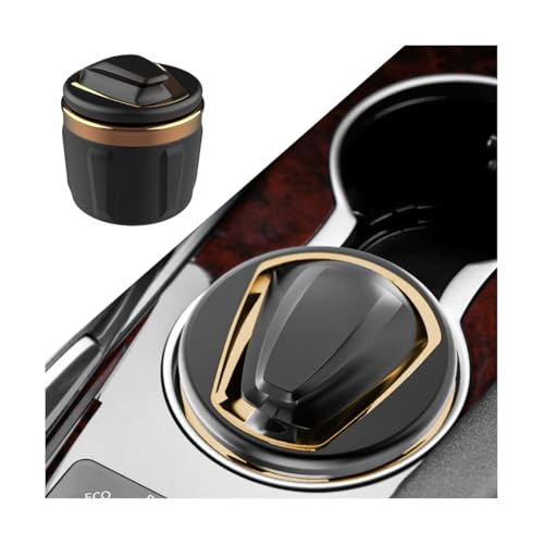 JNNJ Cendrier De Voiture, Cendrier Voiture Portable à LED Cendrier Voitures Sans Fumée, Cendriers Cigarette Voiture Détachable Avec Couvercle, Accessoires Décoratifs Pour Voitures, Maison(Or)
