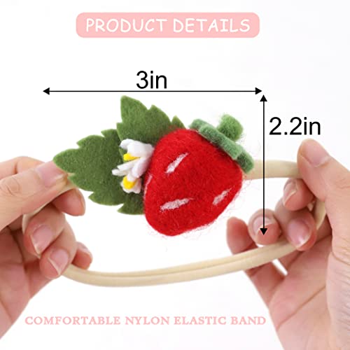 Strawberry Hairband - Felt Strawberry Headband for Baby Girls, 1st Birthday Decorations, Baby Headband for New Born Shooting4