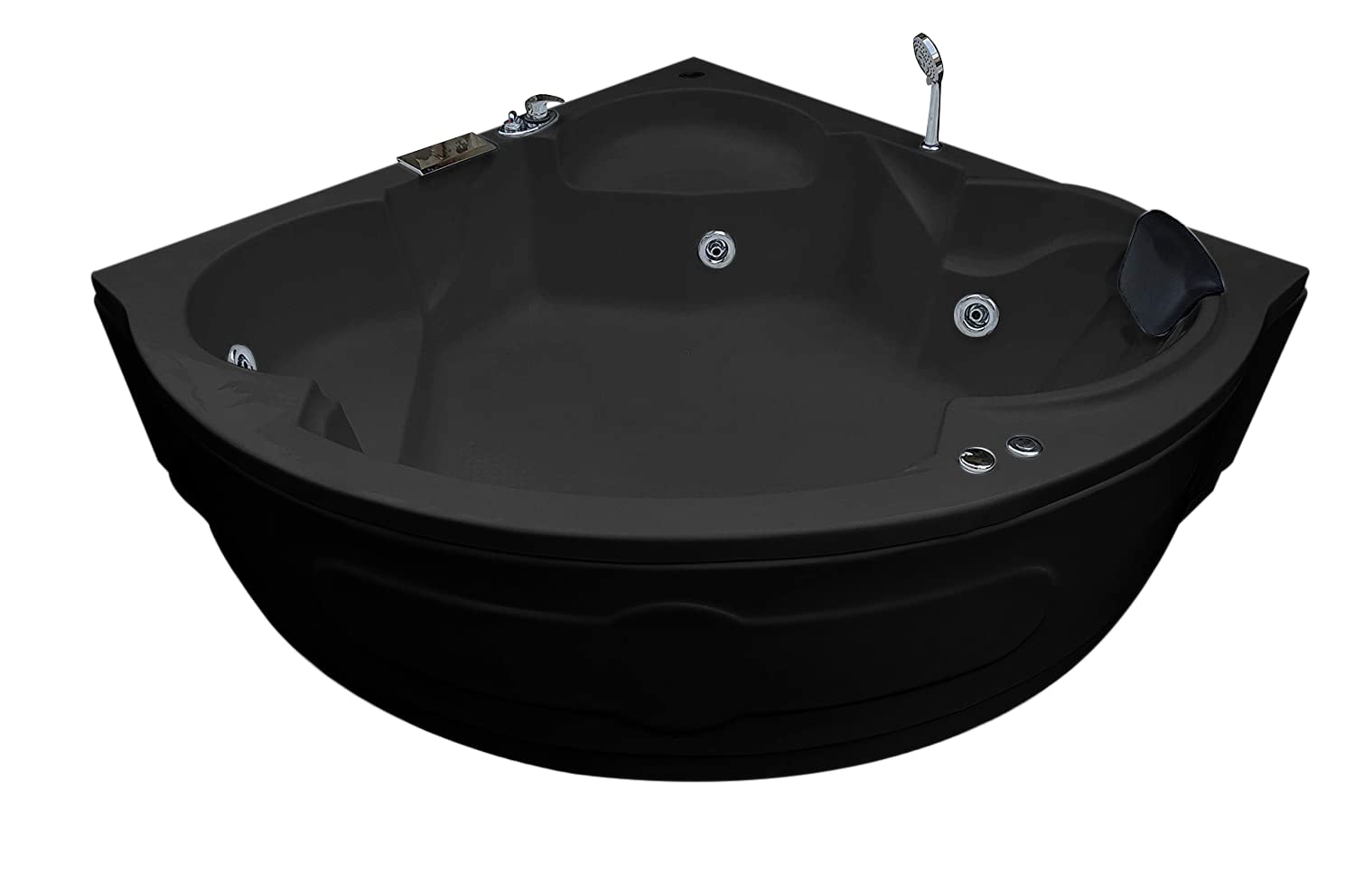 MADONNA Ambassador 5 Ft Corner Acrylic Massage Bathtub with Whirlpool Massage and Filler System - Black