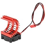 [Dissipazione efficiente del calore] Dotato di una ventola ad alta velocità da 5 V 7000 giri/min (10000 giri/min a 7,4 V), questo dissipatore di calore raffredda attivamente il motore durante intense sessioni di RC.la struttura in lega di alluminio combinata con la potente ventola riduce significativamente la temperatura del motore, prevenendo danni da surriscaldamento.