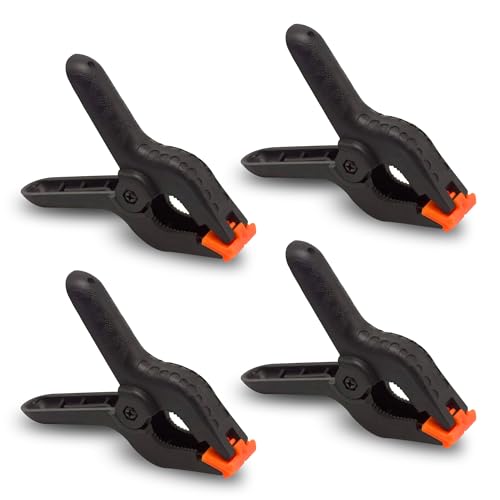 G4GADGET Pack of 4X 3.5 Inch Plastic Spring Clamps - Heavy Duty Quick Grip Clips for Woodwork Crafts Photo Studio Muslin Backgrounds and DIY Projects