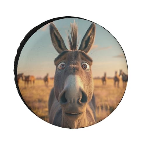 Image of Happy Donkey Heavy Duty Spare Tire Cover Donkey Lovers Wheel Tire Cover Waterproof Sun Protection Universal Fit for Trailer SUV Truck Camper Travel Trailers 12 Inch