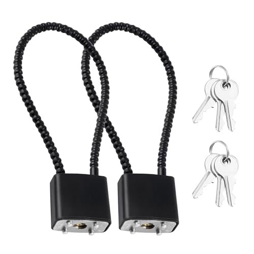 2 Pezzi Lucchetto a Cavo, Lucchetto Corda con Chiavi Universale, Lucchetti Lunghi a Gancio per Valigia, Biciclette, Armadietti (nero,28 cm)