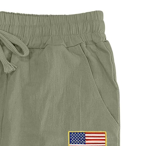 Mens Linen Pants American Flag Baggy Sweatpants Summer Casual Elastic Waist Drawstring Gym Hiking Long Trousers3
