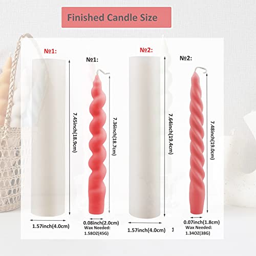 2Pcs Spiral Taper Candle Mold,Long Twisted Silicone Candle Molds Pillar Candle Molds 3D Silicone Mold For Christmas Candlelight Dinner Valentine's Day Home Decoration (Color : Twist Taper1) #TOP1