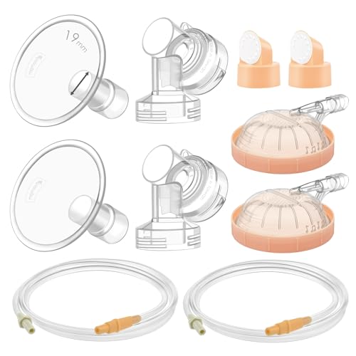 Maymom Pump Parts Compatible with Medela Symphony 19mm Flange (Detachable Shield and Connector) Not Original Medela Symphony Replacement Pump Parts Tube Cap Membrane Valve