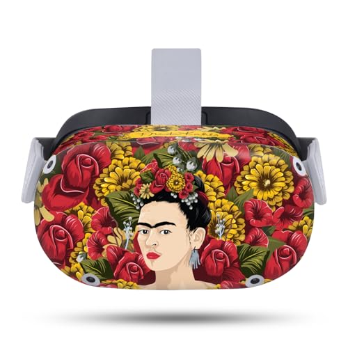 Head Case Designs Officially Licensed Frida Kahlo Portrait Pattern Floral Vinyl Sticker Skin Decal Cover Compatible with Meta Quest 2