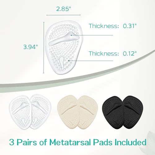 Image of Metatarsal Pads Women Ball of Foot Cushions, 3 Pairs