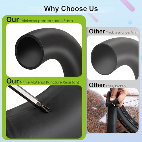 20x4 Inner Tube Compatible with E-Bikes Mountain Bikes Fat Tire Bike Tube Schrader Valve Butyl Rubber with Tire Lever,Valve Core,Remover Tool,Tire Stem Valve Caps Bicycle Inner Tube by Joozur - Image 6