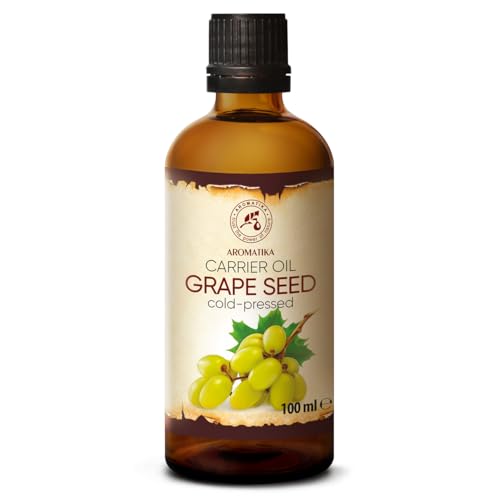 manako Traubenkernöl, raffiniert, 100% rein, 2 x 250 ml Glasflasche (2 x 0,25 l) 3 Traubenkernöl Kaltgepresst 100ml - Traubenöl 100% Rein und Natürlich - Glasflasche - Vitis Vinifera - Italien - Traubenkern Öl für Gesicht Pflege - Körperpflege - Haarpflege - Kosmetik