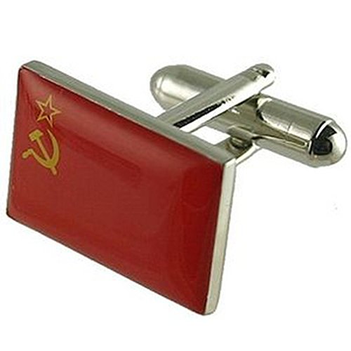 Gemelos Unión Soviética URSS con bandera histórica de la guerra fría y bolsa de regalo