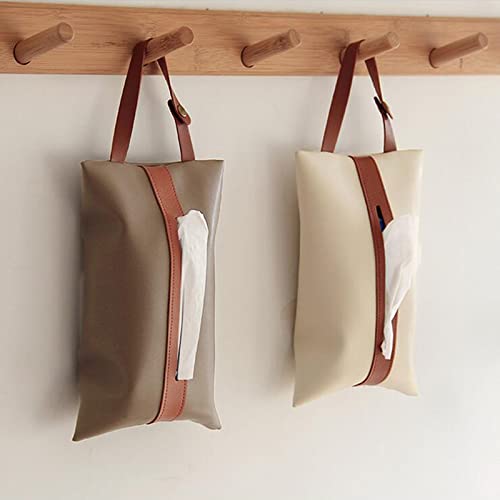 Boîte en cuir synthétique marron chic avec sangle pour commode et restaurant