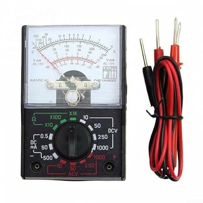 KHIronHive Multímetro analógico CA CC 1000 V 500 MA, voltímetro, amperímetro, ohmímetro, tipo puntero, probador para enseñanza eléctrica, experimentos de radio, mantenimiento del hogar, ABS MF-110A