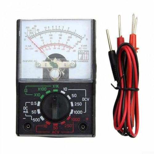 KHIronHive Multimètre analogique AC DC 1000 V 500 mA Voltmètre Ampèremètre Ohmmètre Pointeur Type Testeur pour l'enseignement électrique Expériences radio Usine Entretien à domicile ABS MF-110A