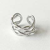 STANG Anillos de Plata 925 para Mujer línea Curva Oro Hueco Boda Vintage joyería de Moda Grandes Anillos Antiguos Ajustables