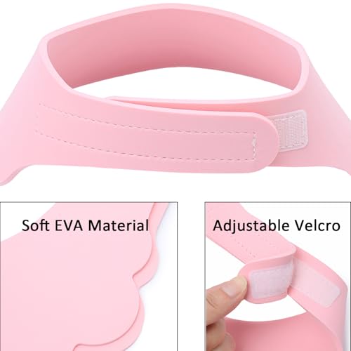 Image of Baby Shower Cap Shield, Soft Adjustable Kids Bath Visor Hat Shampoo Washing Hair Protection Cartoon for Toddler children (Pink Dragon)