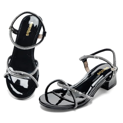 Image of Girls Sandals Low Heels Girl Dress Shoes Open Toe Flower Girl Wedding Party for Toddler Little Big Kid