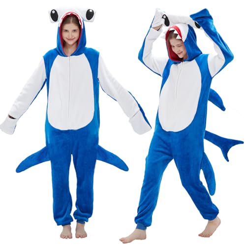 WEQJC Adult Onesie Pajamas Halloween Costume One-Piece Slim Fit Sleepwear Cosplay Suit for Mens Womens(Hammerhead Shark Large)