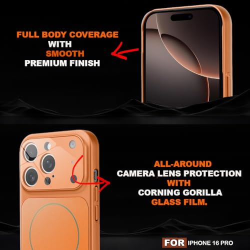 Image of SHINESTAR iPhone 16 Pro Case - Premium Shockproof Protective Cover, Wireless Charging Compatible, Slim & Durable Luxury Back Cover with Camera Protection (Orange)